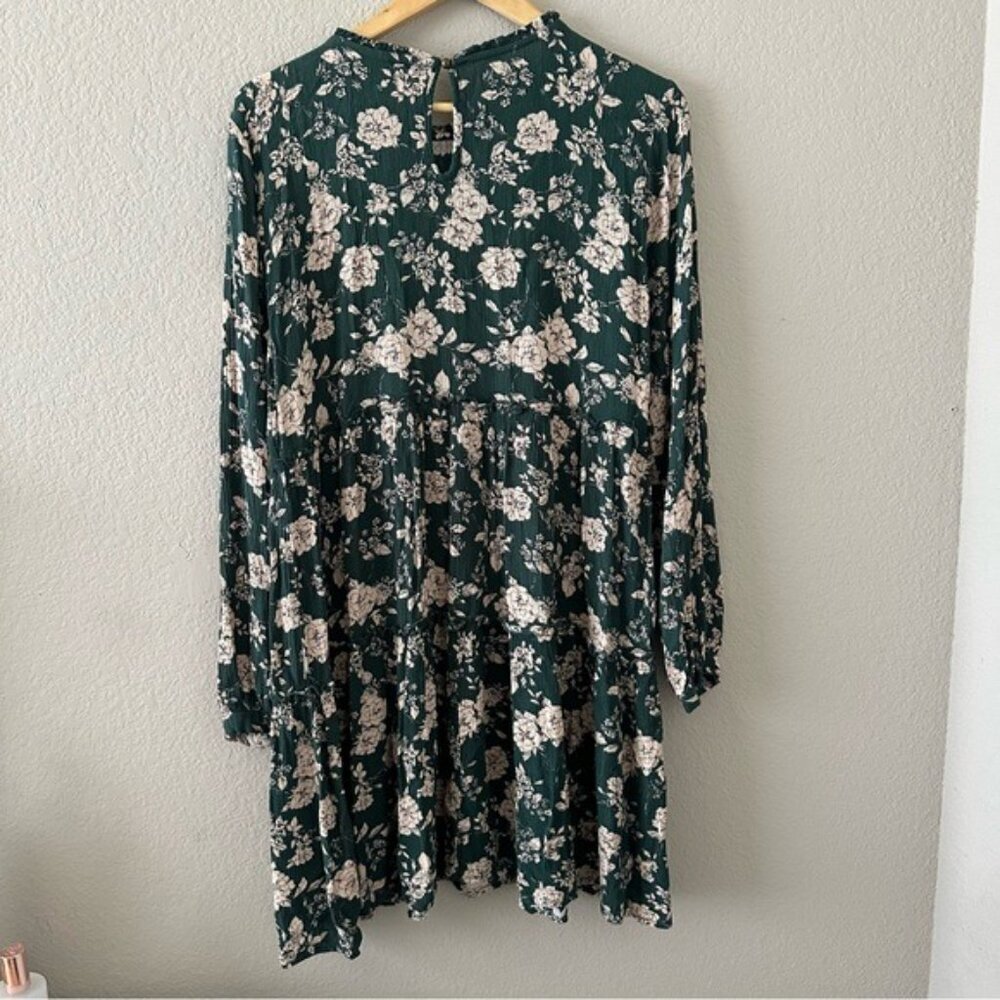 Knox Rose Green Ruffled Tiered Sundress floral-printed babydoll Sz Medium - Picture 3 of 8